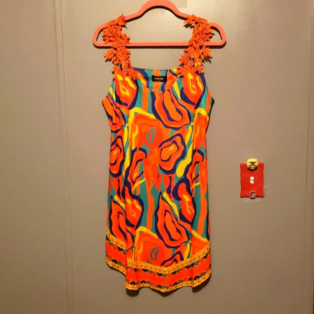 CHICME Lady's Sleeveless Sundress with Crochet Shoulder Straps - Picture 1 of 7